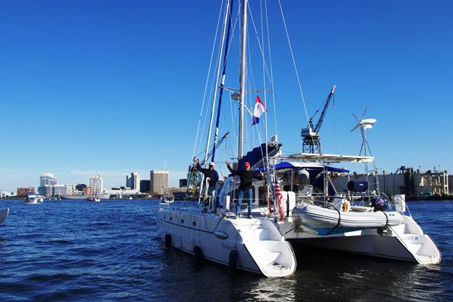 Delphinus leaving OMYC. © World Cruising Club http://www.worldcruising.com